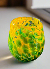 Load image into Gallery viewer, Handcrafted Drinking Glass in Lemon and Blue/Green
